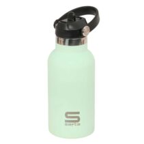 Safta Botella Isotermica Infantil - Capacidad 350ml - Tapon Roscado con Valvula - Base de Silicona - Asa Superior - Acero Inoxidable - 12h Caliente - 24h Frio - 19.5x7.3cm - Color Aguamarina