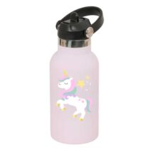 Safta Unicornio Botella Isotermica Infantil - Capacidad 350ml - Tapon Roscado con Valvula - Base de Silicona - Asa Superior - Acero Inoxidable - 12h Caliente - 24h Frio - 19.5x7.3cm - Color Lila