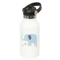 Safta Elefante Botella Isotermica Infantil - Capacidad 350ml - Tapon Roscado con Valvula - Base de Silicona - Asa Superior - Acero Inoxidable - 12h Caliente - 24h Frio - 19.5x7.3cm - Color Blanco