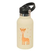 Safta Jirafa Botella Isotermica Infantil - Capacidad 350ml - Tapon Roscado con Valvula - Base de Silicona - Asa Superior - Acero Inoxidable - 12h Caliente - 24h Frio - 19.5x7.3cm - Color Melocoton Claro