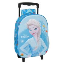 Safta Frozen 3D Mochila con Carro - Portabotellas - Hombreras Acolchadas - Asa de Mano - 27x33x10cm - Color Azul Claro