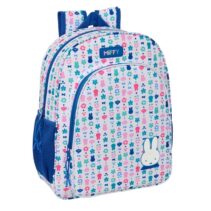 Safta Miffy Bunny Mochila - Adaptable a Carro - Bolsillo Frontal - Portabotellas - Cremallera con Doble Tirador - Asa de Mano - Hombreras y Espalda Acolchada - 33x42x14cm - Color Blanco y Azul
