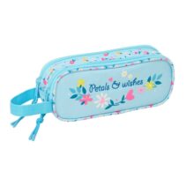Safta Blackfit8 Petalos Portatodo - 2 Compartimentos con Cremallera - Asa Lateral - Capacidad 1L - 21x8x6cm - Color Azul Claro