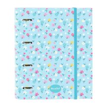 Safta Blackfit8 Petalos Carpeta de 4 Anillas de 35mm - Recambio de 100 Hojas A4 - Cuadricula de 5x5mm - 80g/m2 - Separadores Internos - Goma Elastica - 27x32x3.5cm - Color Azul Claro
