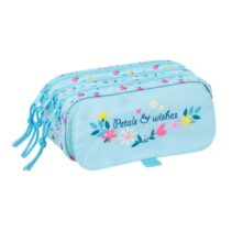 Safta Blackfit8 Petalos Portatodo - 3 Compartimentos con Cremallera - Cinta Trasera Adaptable - Bolsillo Frontal de Rejilla con Velcro - 21.5x10x8cm - Color Azul Claro