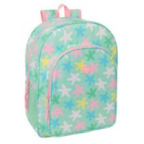 Safta Estrellas Mochila - Adaptable a Carro - Bolsillo Frontal - Portabotellas - Cremallera con Doble Tirador - Asa de Mano - Hombreras y Espalda Acolchada - 33x42x14cm - Color Verde