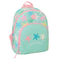 Safta Estrellas Mini Mochila - Bolsillo Frontal y Trasero - Cremallera - Hombreras Ajustables - Asa Superior - Compacta y Ligera - Ideal para Uso Diario - 25x30x13cm - Color Verde