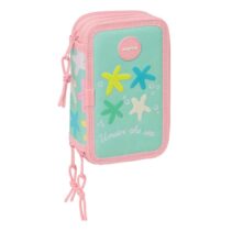 Safta Estrellas Plumier de 3 Pisos - 37 Piezas - Goma - Lapiz - 2 Boligrafos - Sacapuntas - 2 Reglas - 16 Colores - 14 Rotuladores - 12.5x19.5x5.5cm - Color Verde