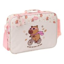 Safta Capibara Maletin con Cremallera - Bandolera Ajustable - Asa Forrada - Doble Tirador - Fondo Semirigido - 38x28x6cm - Color Rosa Pastel