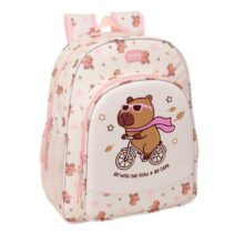 Safta Capibara Mochila - 15L - Adaptable a Carro - Bolsillo Frontal - Portabotellas - Cremallera con Doble Tirador - Asa de Mano - Hombreras y Espalda Acolchada - 32x38x12cm - Color Rosa Pastel