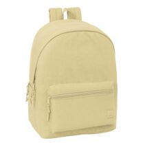 Safta Basic Mochila para Portatiles hasta 15.6" - Bolsillo para Tablet hasta 11" - Antirrobo - Asa de Mano - Conector USB - Cremallera - Doble Tirador - Acolchada - 31x44x18cm - Color Beige