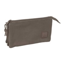 Safta Basic Vison Portatodo - 3 Compartimentos con Cremallera - Bolsillo Interior Central - 22x12x3cm - Color Marron