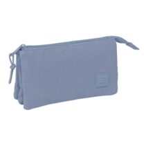 Safta Basic Portatodo - 3 Compartimentos con Cremallera - Bolsillo Interior Central - 22x12x3cm - Color Azul Azafata