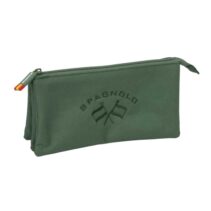 Safta Spagnolo Portatodo - 3 Compartimentos con Cremallera - Bolsillo Interior Central - 22x12x3cm - Color Verde Oscuro