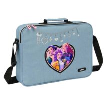 Safta K-Pop Demon Hunters Huntr/X Maletin con Cremallera - Bandolera Ajustable - Asa Forrada - Doble Tirador - Fondo Semirigido - 38x28x6cm - Color Azul Claro