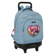 Safta K-Pop Demon Hunters Huntr/X Mochila con Carro - Extraible - 33L - Portabotellas - Tarjeta de Identificacion Personal - Doble Tirador - Asa - Bolsillo Frontal - 33x45x22cm - Color Azul Claro