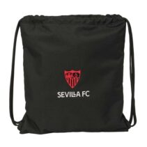 Safta Sevilla FC Saco Plano - Cierre con Cordones - Bolsillo Interior con Cremallera - 35x40x1cm - Color Negro