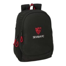 Safta Sevilla FC Mochila - 23L - Adaptable a Carro - Espalda Acolchada - Portabotellas - Cremallera con Doble Tirador - Asa de Mano - Hombreras Ergonomicas - 32x44x16cm - Color Negro