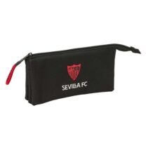 Safta Sevilla FC Portatodo - 3 Compartimentos con Cremallera - Bolsillo Interior Central - 22x12x3cm - Color Negro