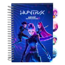 Safta K-Pop Demon Hunters Bloc de Notas - Formato A5 - 80 Hojas de 80 g/m2 - Espiral - Tapas Duras - 4 Separadores Interiores - 14.8x2.1cm - Color Azul Marino