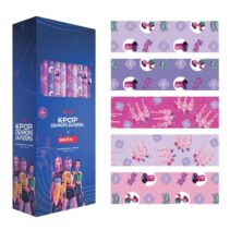 Safta K-Pop Demon Hunters Expositor con 50 Rollos de Papel Regalo - Medidas del Rollo 70x200cm - 5 Patrones Diferentes - 30.5x71x15.5cm - Colores Surtidos