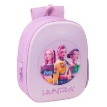 Safta K-Pop Demon Hunters Iconic Mochila 3D - Portabotellas - Hombreras Acolchadas - Asa de Mano Superior - 27x33x10cm - Color Lavanda
