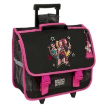 Safta K-Pop Demon Hunters Energy Mochila Cartera Escolar con Carro - Solapa - Bolsillo con Cremallera - Espalda Acolchada - Hombreras Ajustables - Asa de Mano - 40x33x17cm - Color Negro y Rosa