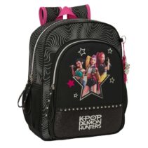 Safta K-Pop Demon Hunters Energy Mochila - 15L - Adaptable a Carro - Bolsillo Frontal - Portabotellas - Cremallera con Doble Tirador - Asa de Mano - Espalda Acolchada - 32x38x12cm - Color Negro y Rosa