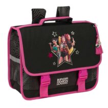 Safta K-Pop Demon Hunters Energy Mochila Cartera Escolar - Solapa - Bolsillo con Cremallera - Espalda Acolchada - Hombreras Ajustables - Asa de Mano - 40x33x17cm - Color Negro y Rosa