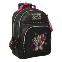 Safta K-Pop Demon Hunters Energy Mochila - Adaptable a Carro - Bolsillo Frontal - Portabotellas - Cremallera con Doble Tirador - Asa de Mano - Espalda Acolchada - 32x42x15cm - Color Negro y Rosa