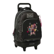Safta K-Pop Demon Hunters Energy Mochila con Carro - Extraible - 33L - Portabotellas - Tarjeta de Identificacion Personal - Doble Tirador - Asa - Bolsillo Frontal - 33x45x22cm - Color Negro y Rosa