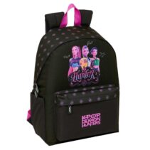 Safta K-Pop Demon Hunters Mochila para Portatiles hasta 14.1" - Portabotellas - Cremallera con Doble Tirador - Asa de Mano - Bolsillo Frontal - Acolchada - 31x43x13cm - Color Negro y Rosa