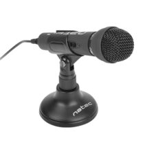 Natec Adder Microfono Omnidireccional de Sobremesa - Base tipo Tripode - Sensibilidad de -55dB - Color Negro