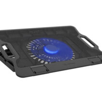 Natec Dipper 2 Base Refrigeradora para Portatil de 17.3" - Gran Ventilador de 180 mm - Control de Velocidad - Iluminacion Led - Hub de 2 Puertos USB-A - Color Negro