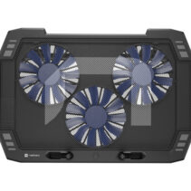 Natec Oriole Base Refrigeradora para Portatil de 17.3" - 3 Ventiladores de 120 mm - Control de Velocidad - Iluminacion Led - Hub de 2 Puertos USB-A - Color Negro