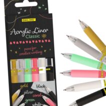 Online Classic Pack de 6 Boligrafos Retractiles - Tinta Acrilica - Punta Fina de 1mm - Colores Surtidos