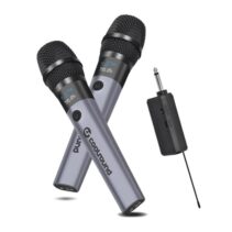 Coolsound CS0287 Pack 2 Microfono Inalambrico UHF - Autonomia Hasta 6 Horas - Receptor Incluido - Emparejamiento Automatico - Boton On/Off - Jack de 6.3mm y 3.5mm - Color Gris