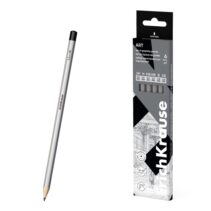ErichKrause Art Pack de 6 Lapices de Grafito - Durezas Surtidas 2H-4B - Cuerpo Hexagonal - Facil Afilado - Agarre Ergonomico - Color Plata