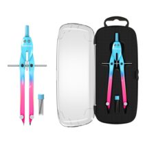 ErichKrause CoolRay Compas Escolar - Mina de Repuesto - Cuerpo Metalico - Estuche - 155mm de Longitud - Radio Maximo de 150mm - Colores Surtidos
