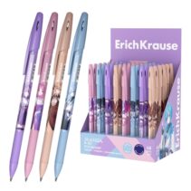 ErichKrause R-301 Stick and Grip Manga Expositor con 48 Boligrafos con Capuchon - Modelos Surtidos - Trazo 0.35mm - Zona de Agarre de Goma - Tinta de Secado Rapido - Tapa Ventilada - Color Azul