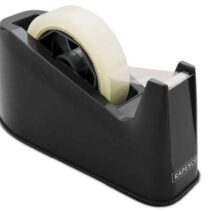 Rapesco Portarollos para Cinta Adhesiva 25mmx66m - Base de Goma Antideslizante - Cinta no Incluida - Color Negro