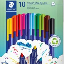 Staedtler Triplus Color 323 Pack de 10 Rotuladores - Trazo 1mm Aprox - Tinta Antisecado - Capuchon Ventilado - Colores Surtidos