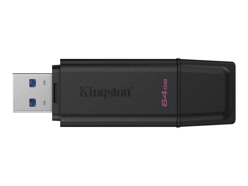 Kingston DataTraveler Exodia Memoria USB 64GB - USB 3.2 Gen 1 - Con Tapa - Enganche para Llavero - Color Negro (Pendrive)