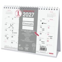 Finocam Trendy Chic Calendario de Sobremesa - Anual 2027 - Mes Vista - Formato S - 210x150mm - Espiral Doble - Papel de 120g/m2 - Espacio para Escribir - Color Blanco