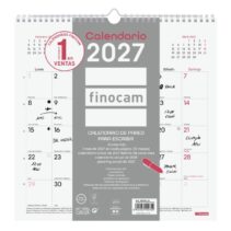 Finocam Chic Calendario de Pared - Anual 2027 - Mes Vista - 300x300mm - Espiral Doble - Papel de 120g/m2 - Espacio para Escribir - Color Blanco