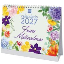 Finocam Frases Motivadoras Calendario de Sobremesa - Anual 2027 - Mes Vista - Formato S - 210x150mm - Espiral Doble - Papel de 170g/m2 - Ilustraciones Surtidas - Espacio para Notas