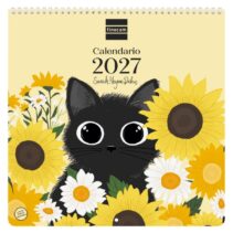 Finocam Sarah Meyer-Delius Calendario de Pared - Anual 2027 - Mes Vista - 300x300mm - Papel de 170g/m2 - Ilustraciones Surtidas - Espacio para Notas