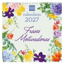 Finocam Frases Motivadoras Calendario de Pared - Anual 2027 - Mes Vista - 300x300mm - Papel de 170g/m2 - Ilustraciones Surtidas - Espacio para Notas
