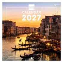 Finocam Venecia Calendario de Pared Internacional - 16 Meses 26/27 - Mes Vista - 180x180mm - Papel de 170g/m2 - Imagenes Tematicas Surtidas - Espacio para Notas - Multilenguaje