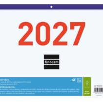 Finocam Calendario Faldilla - Anual 2027 - Mes Vista - Formato F43 - 300x247mm - Papel de 80g/m2 Microperforado - Espacio para Escribir - Color Azul y Blanco